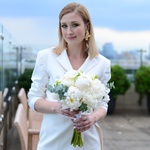 Wedding bouquet with peonies and freesia