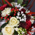 Wedding bouquet with red peony rose