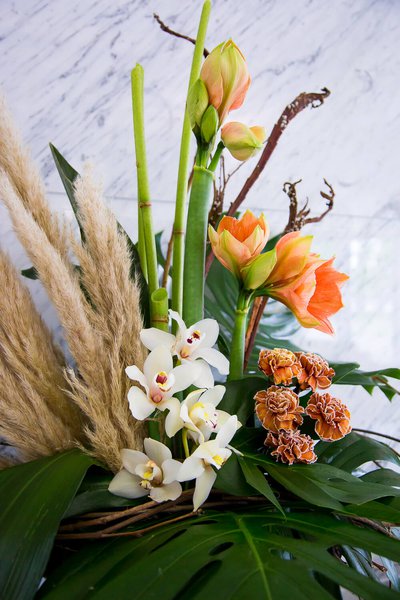 Interior floral arrangements at Borispol airport June 2019