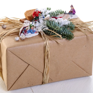 Gift wrapping with Christmas toys