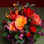 Bouquet purple-orange with ilex