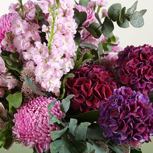 Bouquet lilac-purple with chrysanthemum