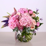 Bouquet with pink hydrangea and peonies