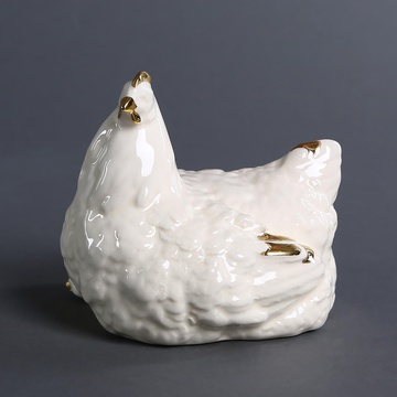 Ceramic large chicken in glaze