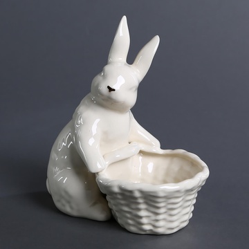 Ceramic bunny with a basket
