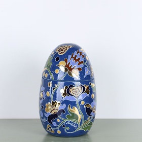 Ceramic egg - box "Hetmans'ka" blue and gold