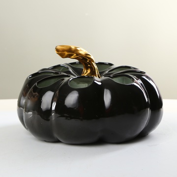 Ceramic pumpkin with holes black