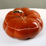 Orange ceramic pumpkin with lid