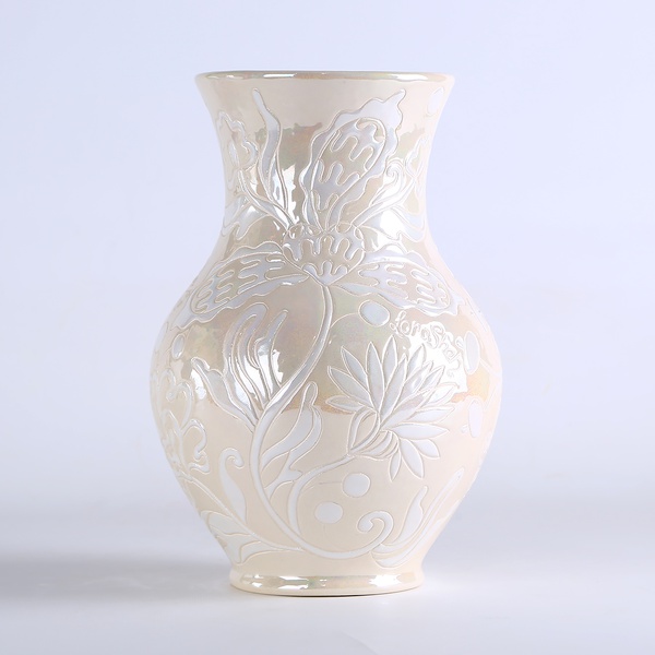 Vase GLECHIK white with mother-of-pearl HETMANS'KA