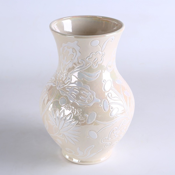 Vase GLECHIK white with mother-of-pearl HETMANS'KA