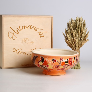 Ceramic Makitra red with gold L