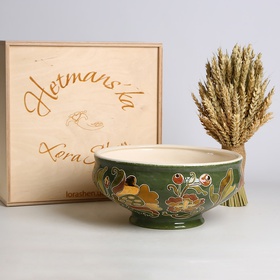 Ceramic Makitra green with gold L