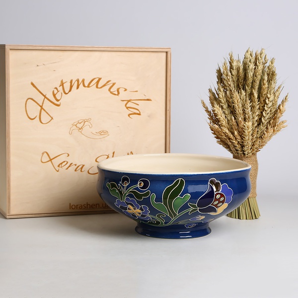 Ceramic Makitra blue with gold L