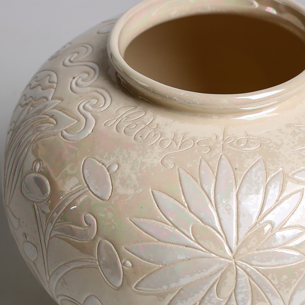 Vase HORSHCHYK SMALL, white with mother-of-pearl
