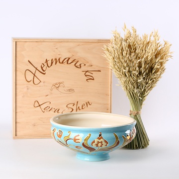 Керамічна Макітра блакитна із золотом