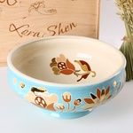 Керамічна Макітра блакитна із золотом L