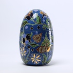 Керамическое яйцо - шкатулка "Hetmans'ka" синяя с золотом L