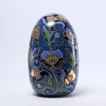 Керамическое яйцо - шкатулка "Hetmans'ka" синяя с золотом L