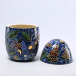 Керамическое яйцо - шкатулка "Hetmans'ka" синяя с золотом L