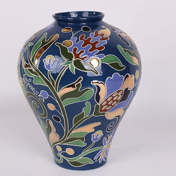 Vase HORSHCHYK MEDIUM, blue with gold