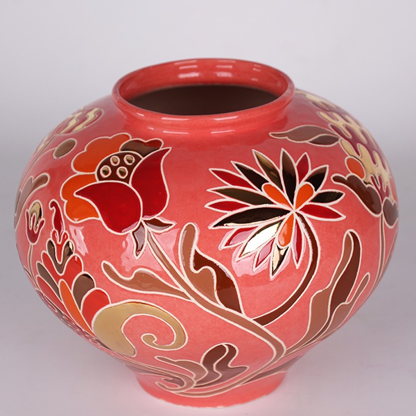 Vase HORSHCHYK SMALL, red with gold