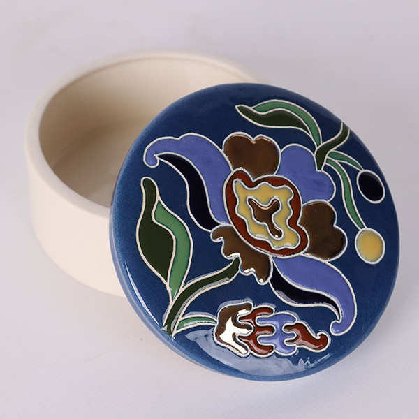 Ceramic casket Hetmanska, blue with gold