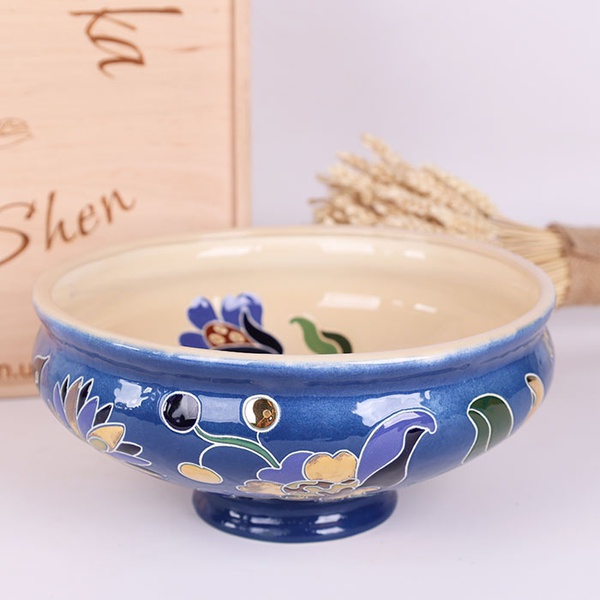 Ceramic Makitra blue with gold