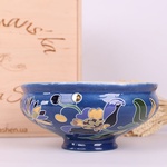 Ceramic Makitra blue with gold