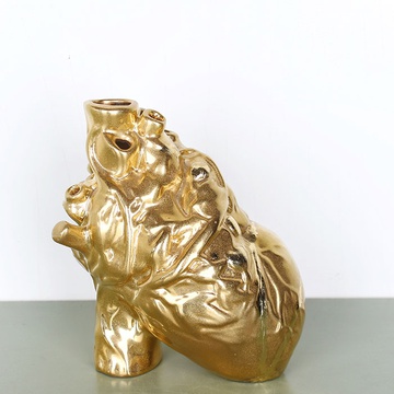 Ceramic vase "Heart" golden