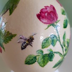 Painted egg "Red currant and rose"