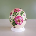 Painted egg "Red currant and rose"