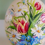 Ceramic painted egg "Tulips"