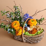 Easter composition with nuts and dried fruits