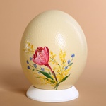 Painted egg "Crocuses" in a wooden box