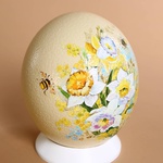 Painted egg "Daffodils" in a wooden box
