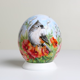 Painted egg "Birds in flowers"