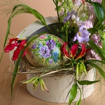 Easter composition with painted egg