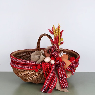 Easter basket with ceramic bells and whistles