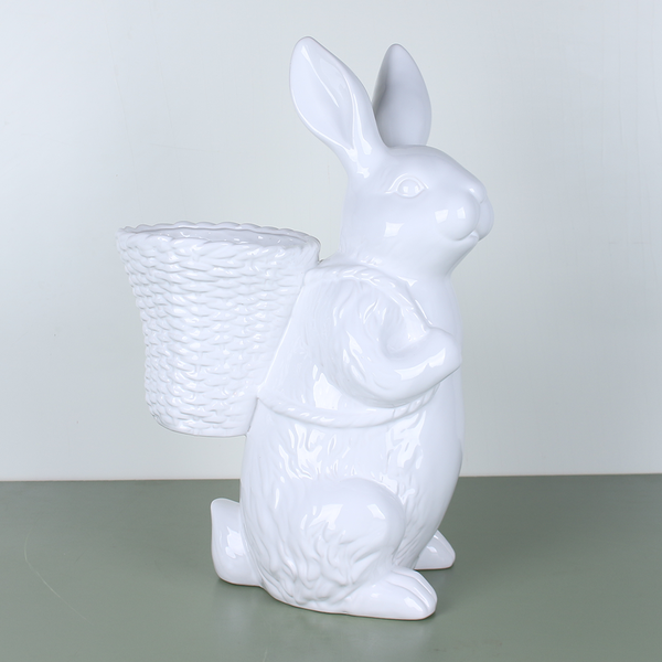 Ceramic rabbit with a basket, size L