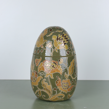 Керамическое яйцо - шкатулка "Hetmans'ka" зеленая с золотом
