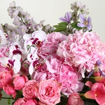 Bouquet pink-lilac with delphinium