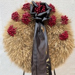 Sympathy Wreath of Wheat and Artificial Viburnum Berries