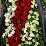 Funeral wreath with white phalaenopsis