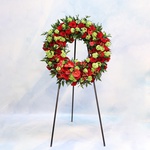 Mourning wreath of rose, viburnum and anthurium