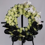 White and black funeral wreath