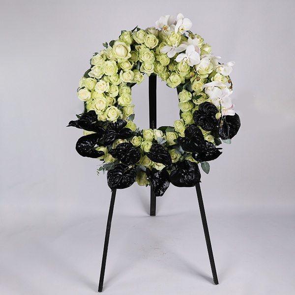 White and black funeral wreath