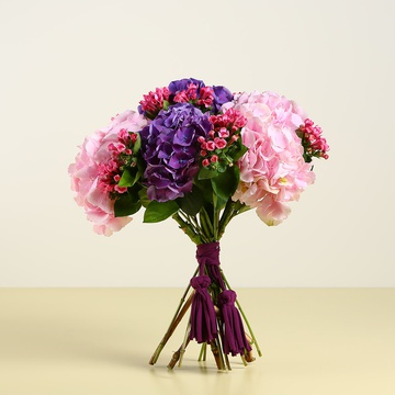 Bouquet of hydrangeas and bouvardia