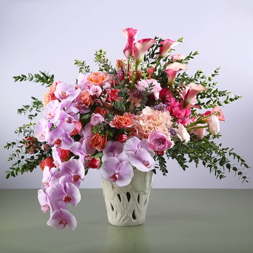 Floral interior composition pink-peach