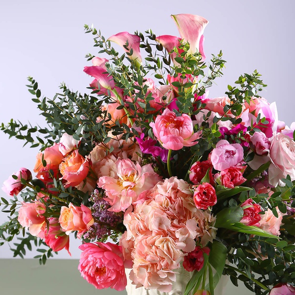 Floral interior composition pink-peach