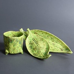 Ceramic leaf light green, M